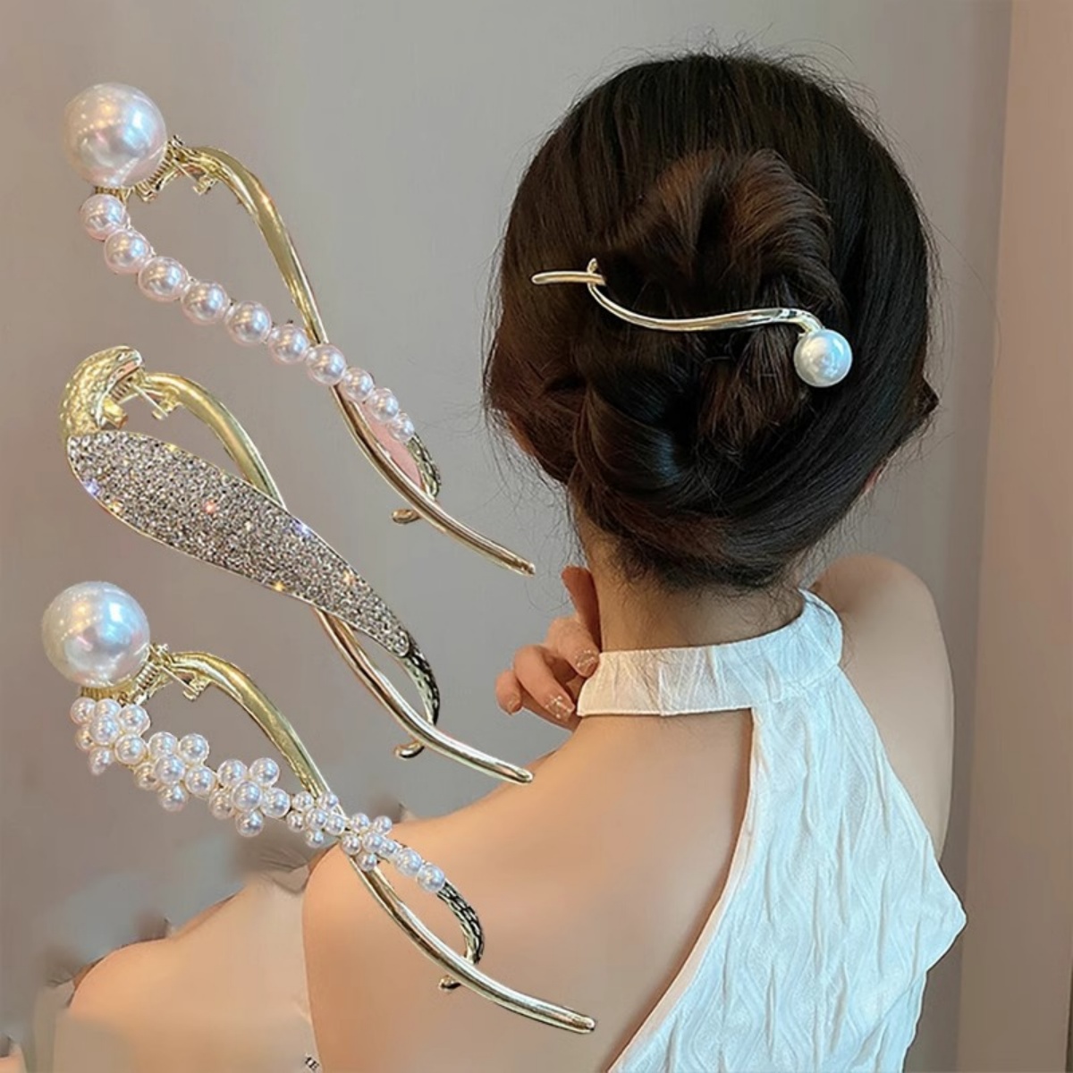 Elegant Glitter Pearl Hair Cli - The Korean Lifestyle 리뷰 및 가격