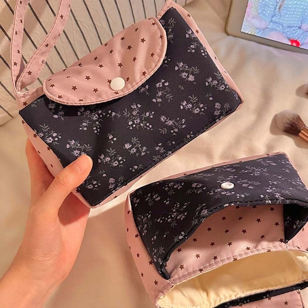 Purple Print Floral Makeup Bag - The Korean Lifestyle 리뷰 및 가격