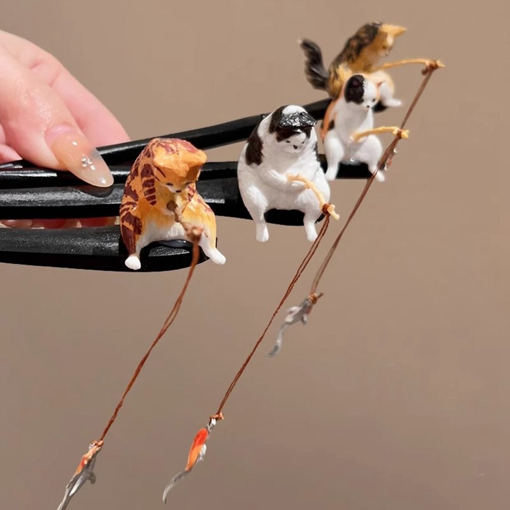 Cute Cat Fishing Wooden Hair S - Hanbok Hair Pin 리뷰 및 가격
