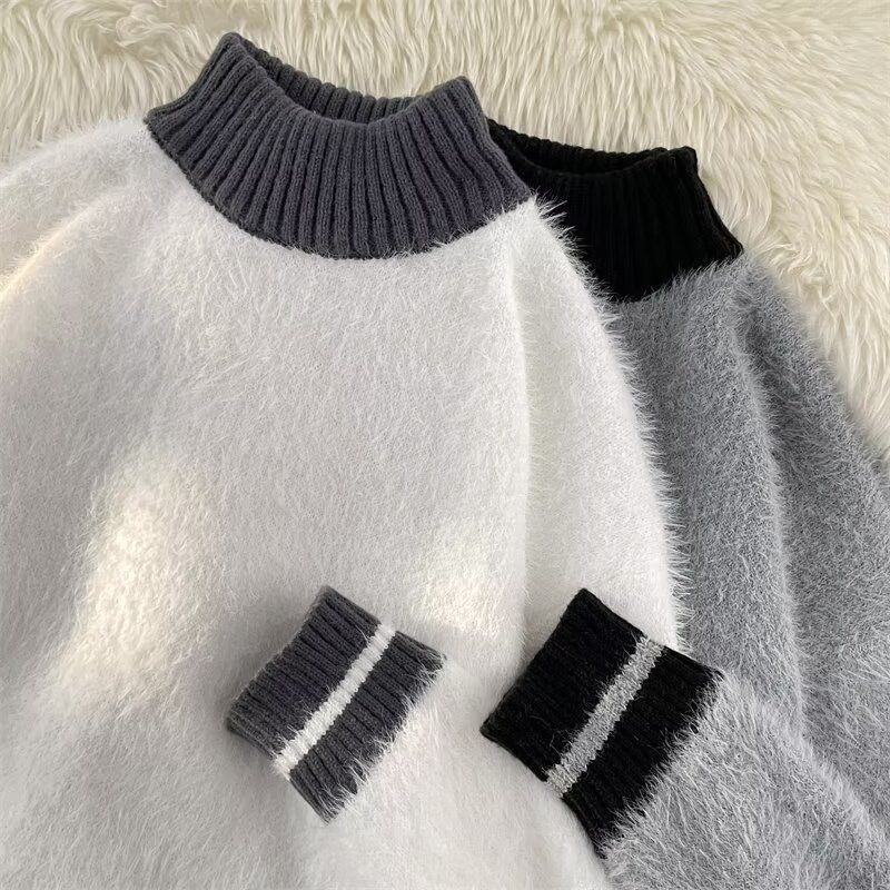 Fur Collar Pullovers Estampado - Modern Korean Lifestyle 리뷰 및 가격