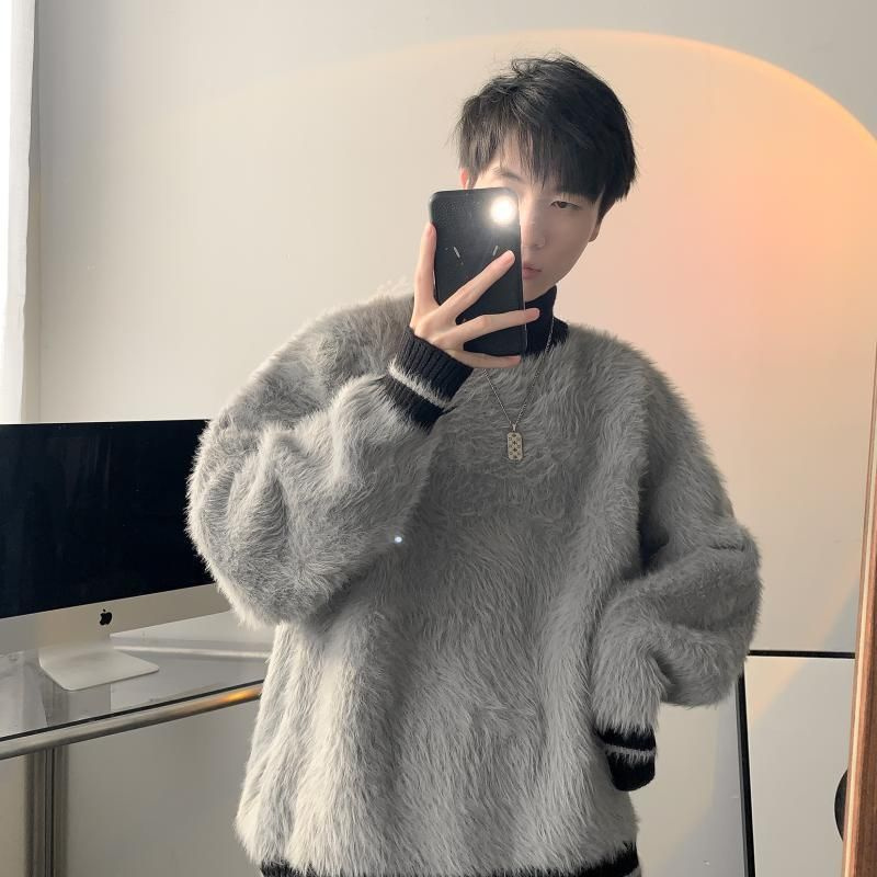 Fur Collar Pullovers Estampado - Modern Korean Lifestyle 리뷰 및 가격