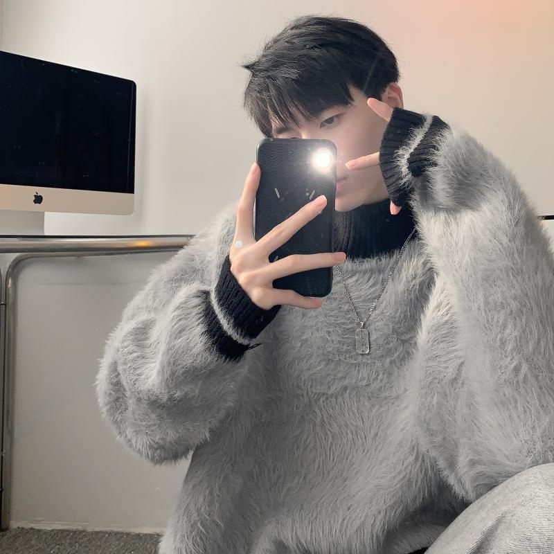 Fur Collar Pullovers Estampado - Modern Korean Lifestyle 리뷰 및 가격
